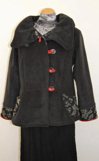 Veste "La Cavalière" Anthracite Grand Col. Françoise De La Hoz Création de Manteaux - Hérault