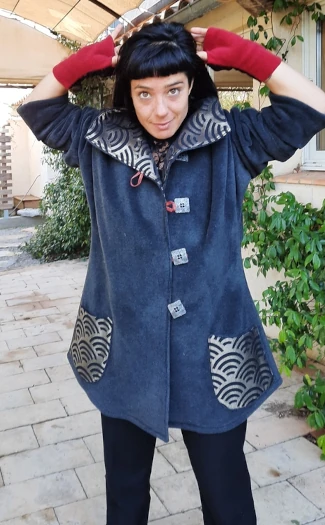 Veste "Monoki" Anthracite. Françoise De La Hoz Création de Manteaux - Hérault